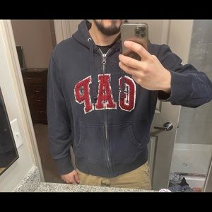Vintage GAP blue logo hooded sweatshirt jacket hoodie (Fits like large)